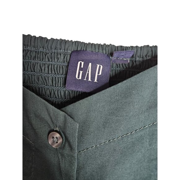 2/$35-Gap Sweetheart Button Front Peplum Blouse Puff Sleeves Womens M Petite - Picture 6 of 8